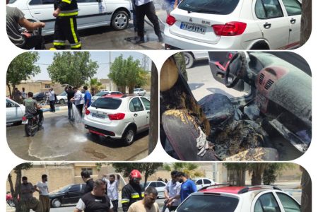 اطفاء حریق خودرو سواری با حضور به‌موقع تیم آتش‌نشانی شهرداری مهران