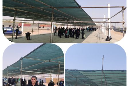 احداث ۳۰۰۰ مترمربع سایبان موقت در پارکینگ اربعین و پایانه مرزی مهران برای رفاه زائران حسینی