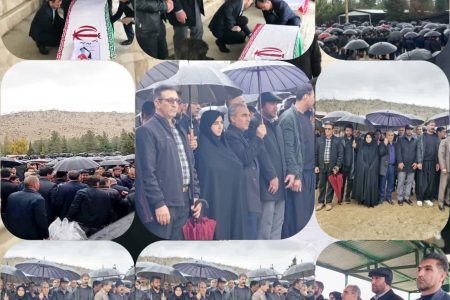 حماسه اشک و استقامت در ایوان؛ بدرقه‌ای باشکوه برای شهدایی که آسمان در سوگشان بارید